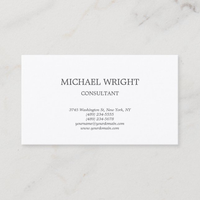 Premium Silk Classical Plain White Business Card (Front)