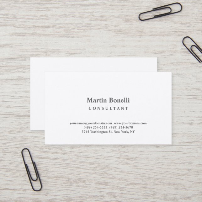 Premium Silk Elegant Consultant Minimalist Business Card (Front/Back In Situ)