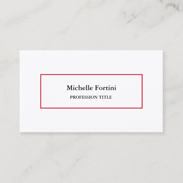 Premium Silk Elegant Plain Minimalist Red White Business Card (Front)