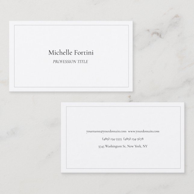 Premium Silk Elegant Plain Simple Minimalist Business Card (Front/Back)