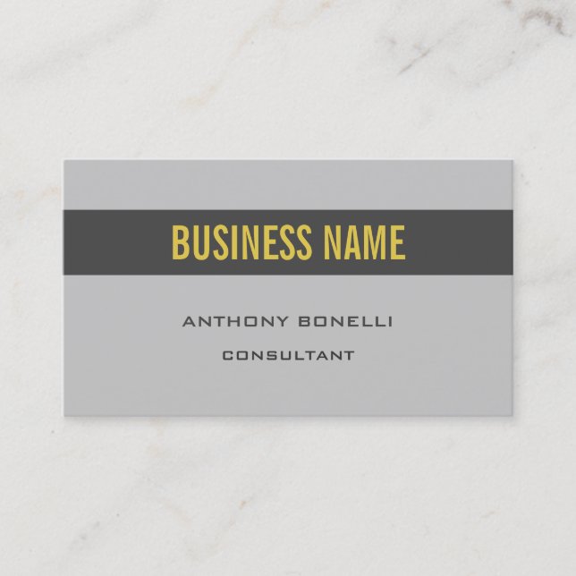 Premium Silk Minimalist Grey Gold Colour Stripe Business Card (Front)