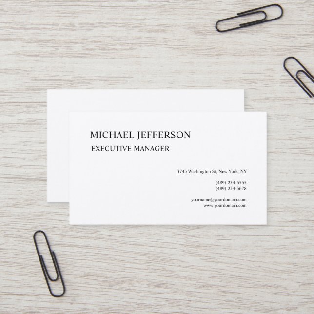 Premium Silk Modern Elegant Simple Black White Business Card (Front/Back In Situ)
