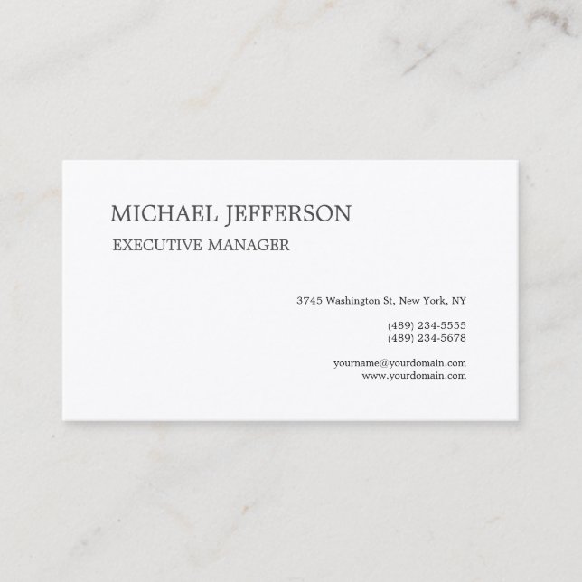 Premium Silk Modern Elegant Simple Black White Business Card (Front)