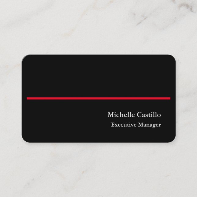 Premium Silk Plain Professional Modern Black White Business Card (Front)