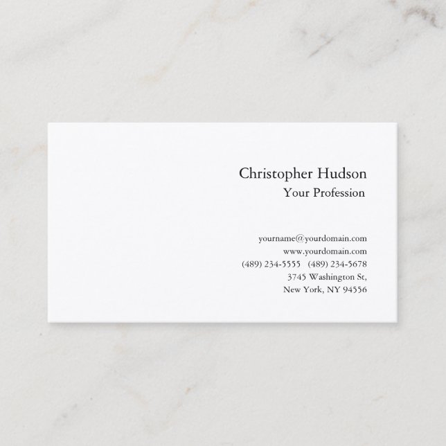 Premium Silk Professional Black White Simple Plain Business Card (Front)