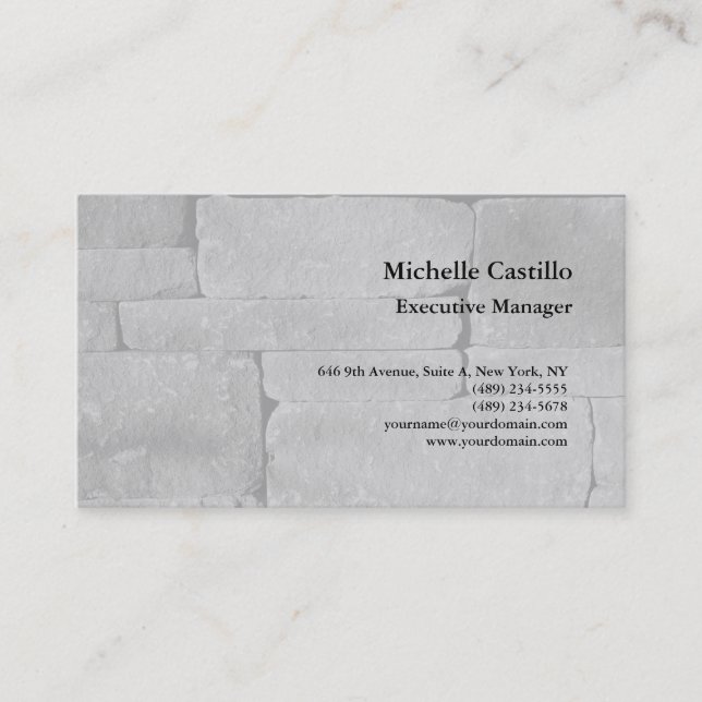 Premium Silk Professional Minimalist Grey Wall Business Card (Front)