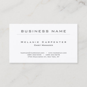 Premium Silk White Minimalist Modern Plain Business Card