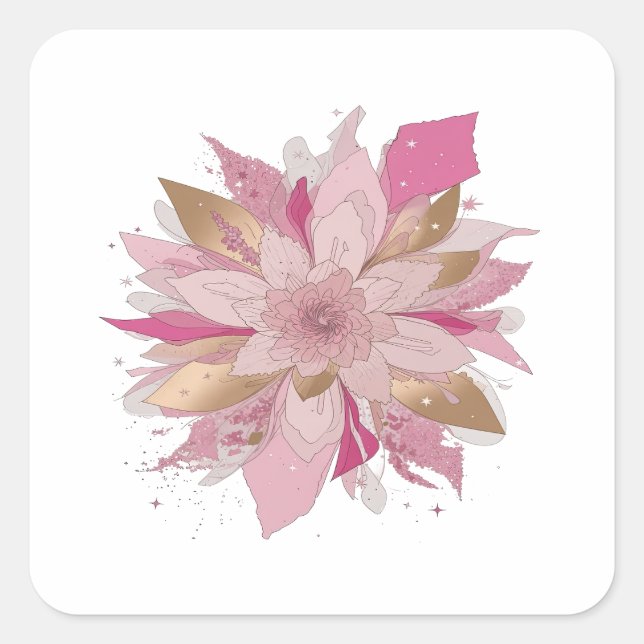 Premium Silver PINK FLOWER Sticker Art (Front)