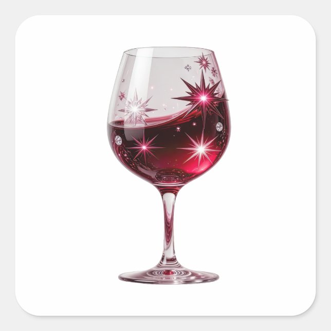 Premium Silver RED WINE GLASS Sticker Design (Front)