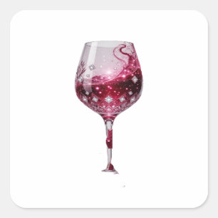 Premium Silver RED WINE GLASS Sticker Motif