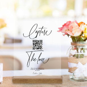 Premium Simple Share Wedding Photos QR Code Acrylic Sign