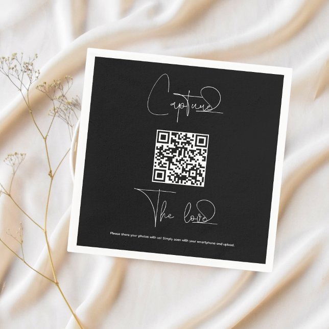 Premium Simple Share Wedding Photos With QR Code Napkin (Creator Uploaded)