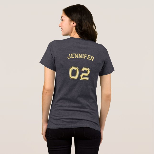 Premium Soft Player Name Jersey Number Womens Tri-Blend Shirt (Back Full)