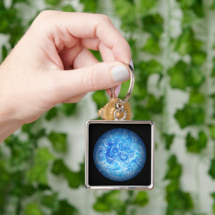 Premium Square, Large Calm Tide Fluid Art Keychain