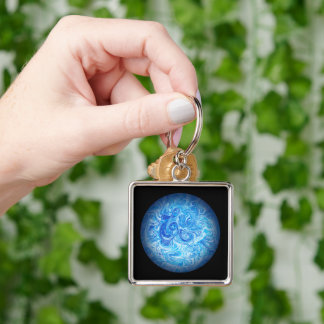 Premium Square, Large Calm Tide Fluid Art Keychain