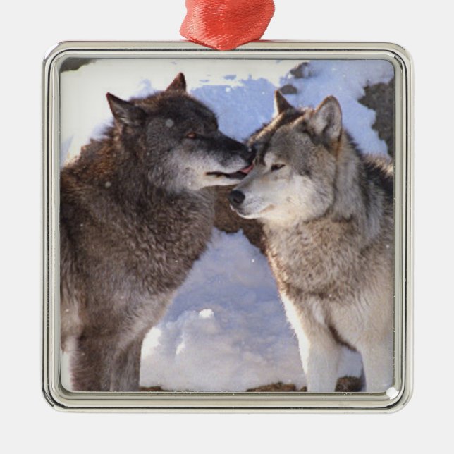 Premium Square Ornament "Alpha Kiss" (Front)