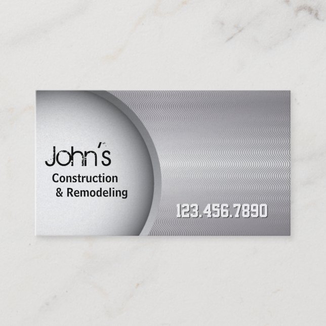 Premium Stainless Steel Construction Business Card (Front)