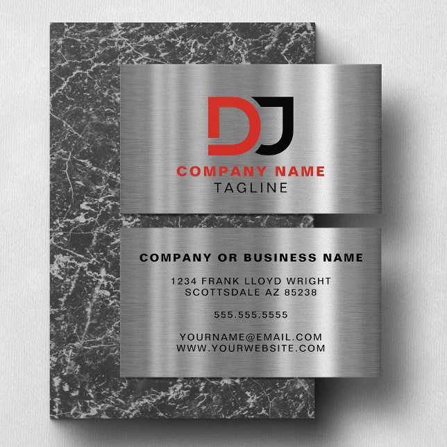 Premium Stainless Steel Look Red And Black Cool DJ Business Card (Creator Uploaded)