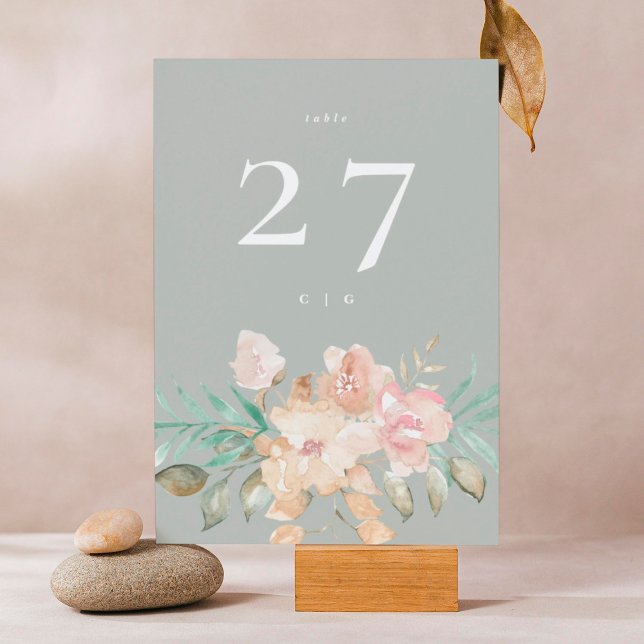 Premium Thick 5 x 7 Floral Sage Green Table Number (Creator Uploaded)