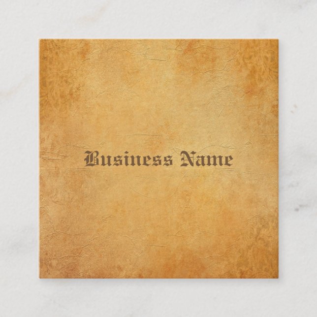 Premium Thick Elegant Nostalgic Old Paper Look Square Business Card (Front)