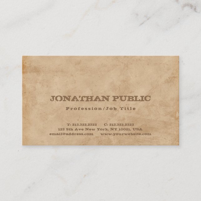 Premium Thick Luxury Creative Vintage Style Business Card (Front)