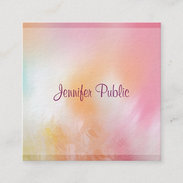Premium Thick Modern Colourful Abstract Template Square Business Card (Front)
