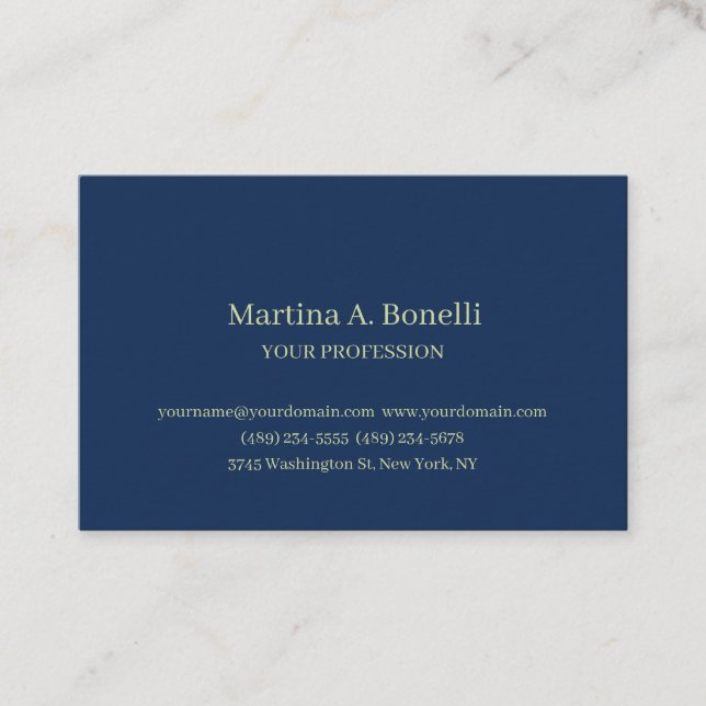Premium Thick Unique Elegant Plain Blue Special Business Card (Front)