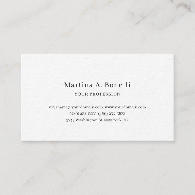 Premium Thick Unique Elegant Plain Simple Special Business Card (Front)