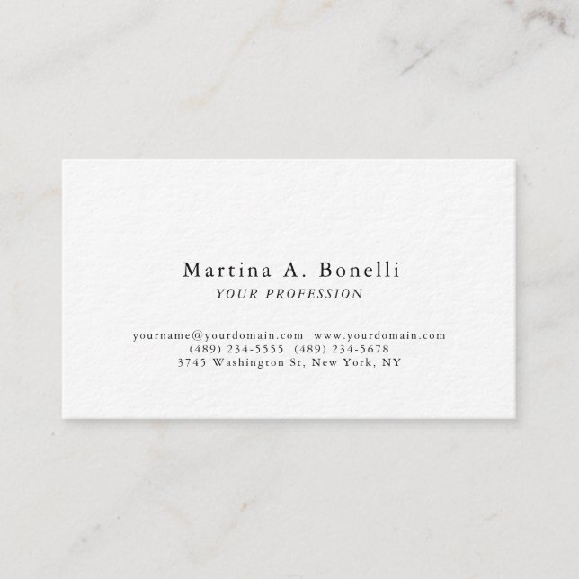 Premium Thick Unique Elegant Plain Simple Special Business Card (Front)