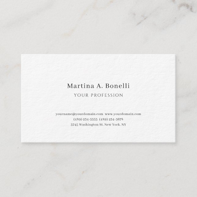 Premium Thick Unique Elegant Plain Simple Special Business Card (Front)
