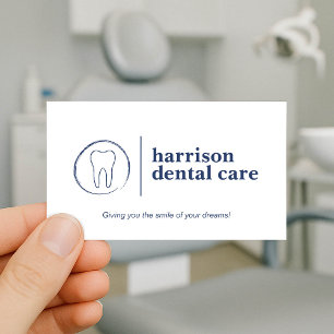 Premium Tooth Sketch Logo White/Blue Dentist