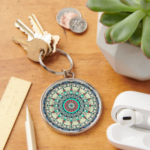 Premium Turquoise Round Keychain
