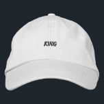 Premium White Cap with King Embroidery Men's Hat<br><div class="desc">Classic King Embroidered Cap in White Cotton This stylish white cotton cap features bold "King" text embroidery. It offers a comfortable fit with an adjustable strap,  perfect for everyday wear. A blend of casual and regal style,  this hat is a wardrobe essential.</div>