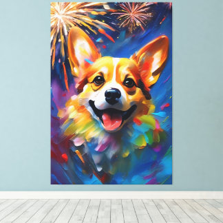 Premium Wrapped Canvas with Joyful & Playful Corgi