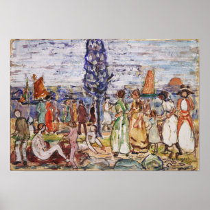 Prendergast - Beach With Blue Tree Poster