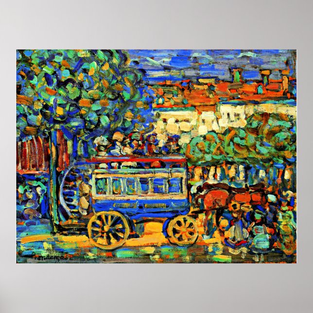 Prendergast - Paris Omnibus, colourful painting Poster (Front)