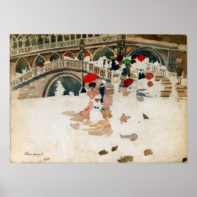 Prendergast - Umbrellas In The Rain Venice Poster (Front)