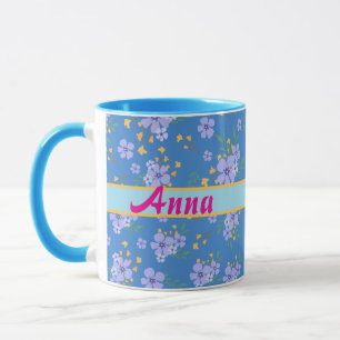 prénom personnalisé, Toile bleue, vintage Mug
