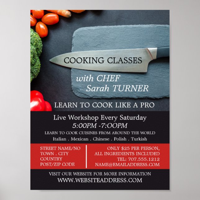 Prep Kitchen & Knife, Cooking Classes Advertising Poster (Front)