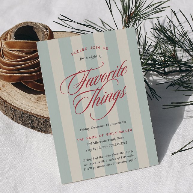 Prep Stripe Holiday Favorite Things Party Invitation (Creator Uploaded)