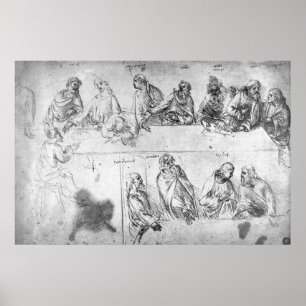 Preparatory drawing for the Last Supper Poster
