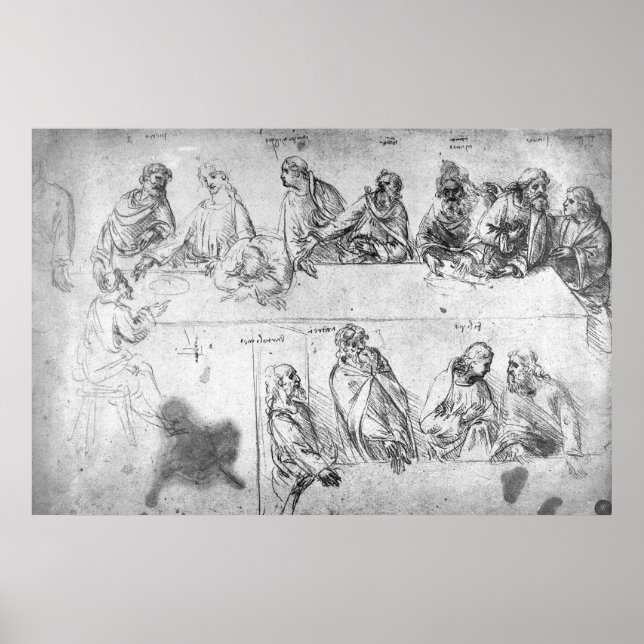 Preparatory drawing for the Last Supper Poster (Front)