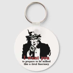 prepare to be milked like a tired guernsey key ring