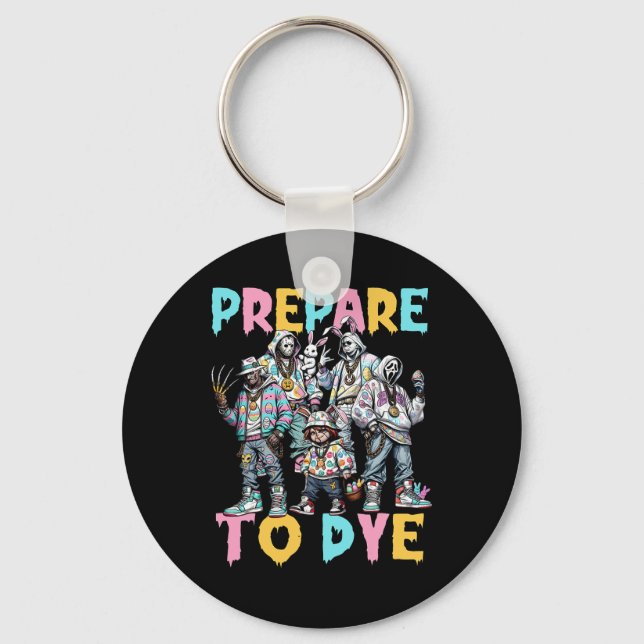 Prepare To Groovy Dye Funny Bunny Easter Horror Dy Key Ring (Front)