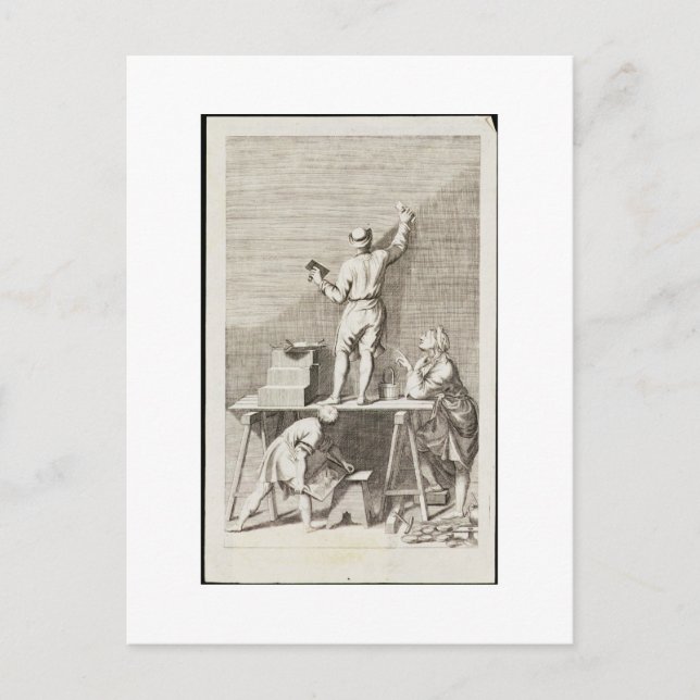 Preparing a wall for fresco painting (engraving) postcard (Front)