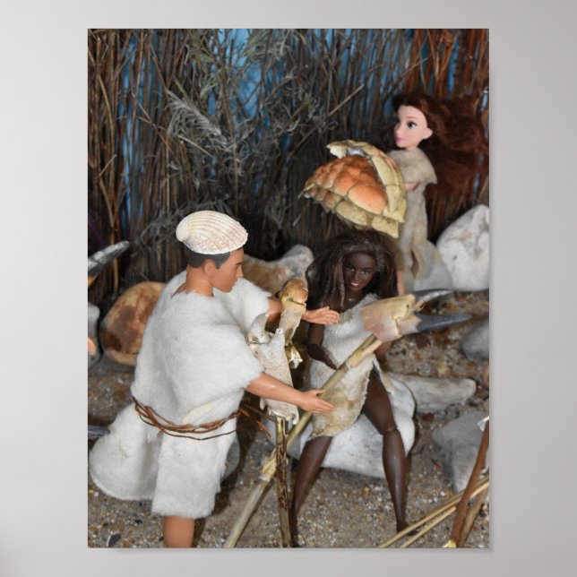 Preparing for a prehistoric hunt.  poster (Front)