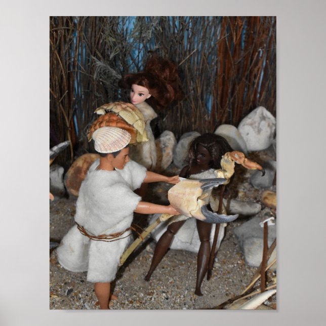 Preparing for a prehistoric hunt.  poster (Front)