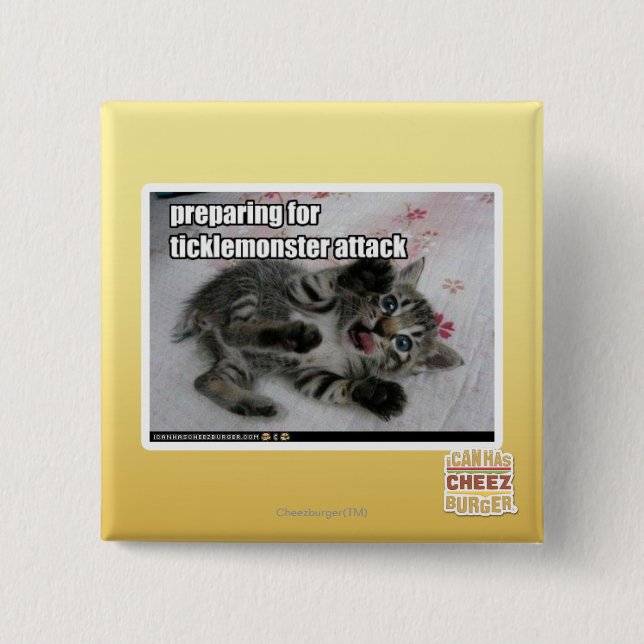 Preparing For Ticklemonster Attack 15 Cm Square Badge (Front)