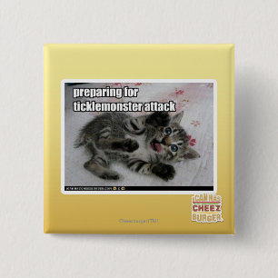 Preparing For Ticklemonster Attack 15 Cm Square Badge