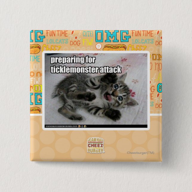 Preparing For Ticklemonster Attack 15 Cm Square Badge (Front)
